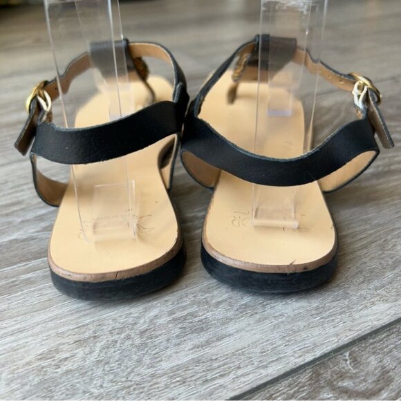 Victor Black Floral Accent Thong Leather Sandal  Made in Italy - Picture 4 of 9